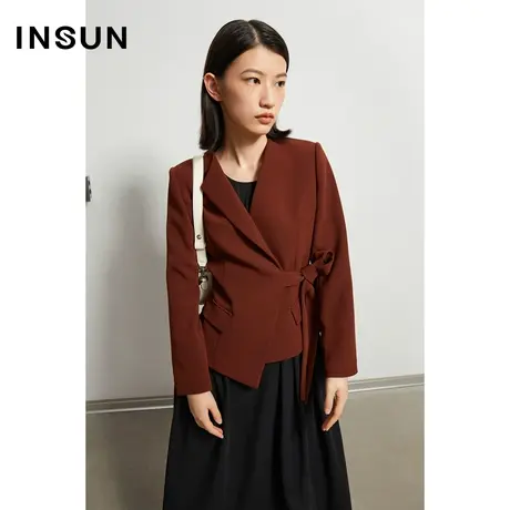 恩裳奥莱冬季轻商务职业不规则收腰绑带西服感小众西装商品大图