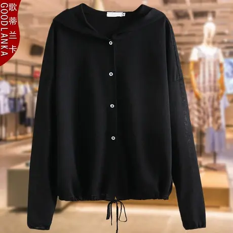 大码女装宽松洋气亚麻防晒衣帽衫春夏新款中年40岁妈妈上衣薄外套商品大图