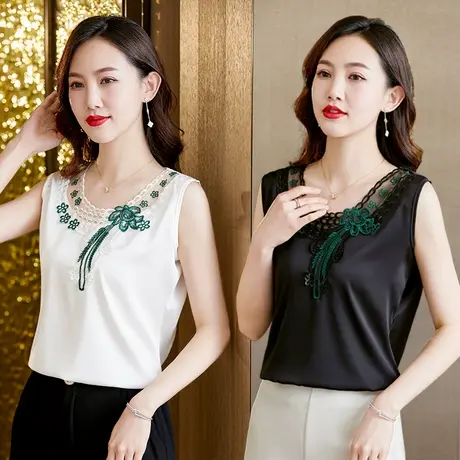 黑色小吊带背心女夏设计感无袖上衣爆款宽松外穿别致西装内搭上衣商品大图