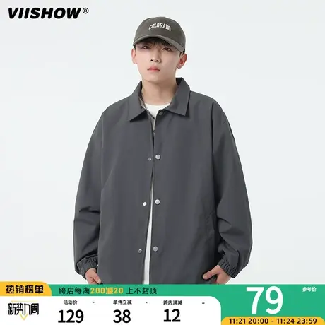 VIISHOW工装衬衫男春秋季潮牌宽松日系衬衫外穿休闲翻领上衣潮商品大图