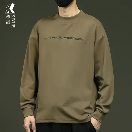 不起球双面德绒长袖T恤男秋冬保暖宽松大码男士防静电圆领打底衫商品大图