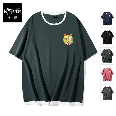 伟臣夏季男士大码男装T恤胖子加肥加大纯棉宽松圆领体恤肥佬夏装商品大图