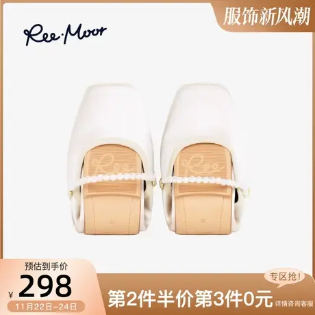 REEMOOR睿慕一字扣带珍珠软底舒适单鞋复古芭蕾蛋卷鞋平底鞋女鞋图片