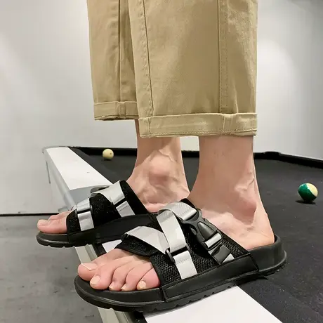 男士拖鞋春季外穿潮流韩版一字拖室外软底防滑沙滩鞋大码凉拖鞋男商品大图