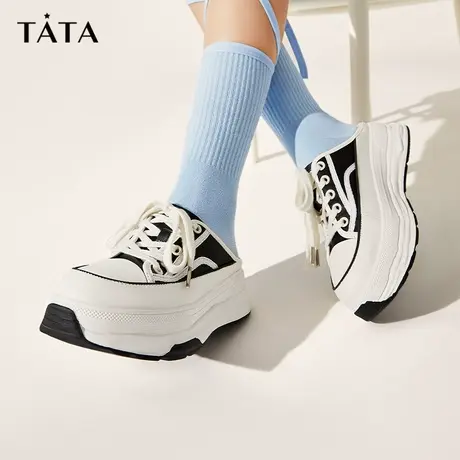 【百丽集团春季大上新】Tata他她时尚休闲包头拖鞋女厚底商品大图