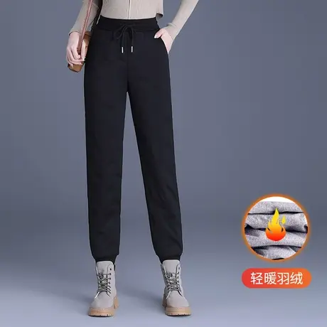 冬季抗寒外穿羽绒裤女2023新款松紧腰显瘦束脚休闲裤加绒小脚棉裤图片