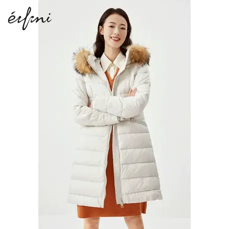 伊芙丽羽绒服2020新款女白鸭绒中长款洋气修身白色羽绒服外套女商品大图