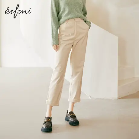 【商场同款】伊芙丽休闲裤女2021冬季新款高腰百搭长裤1CA252221图片