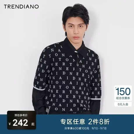 TRENDIANO潮牌官方秋冬男装时尚潮流个性针织衫满幅字母毛衣男士商品大图