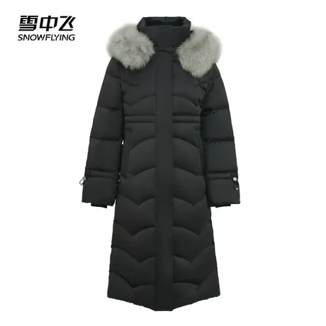 雪中飞2023秋冬新款女士长款连帽羽绒服狐狸毛领加厚抗寒气质保暖商品大图
