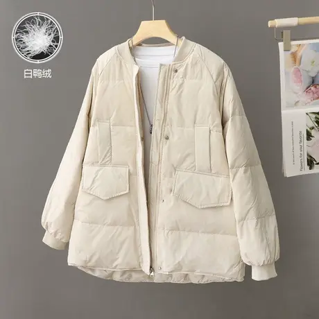 秋冬季羽绒服女2024年新款加厚宽松面包服轻薄外套白鸭绒上衣女装商品大图