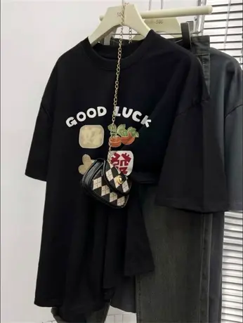 正肩女t恤插肩袖修身短袖大码胖mm短款甜辣小上衣女夏款2023新款图片