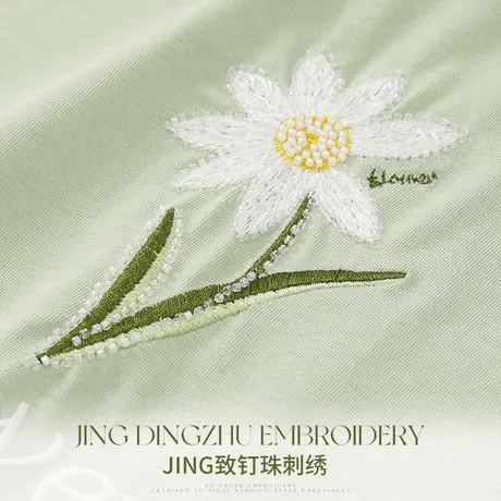 【直播间】香影纯棉绿色t恤女短袖2024夏装新款设计感宽松甜美商品大图