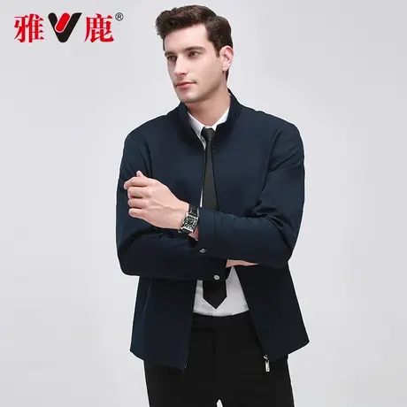 雅鹿2023秋季短款简约百搭干部装男高端商务休闲爸爸装翻领夹克男商品大图