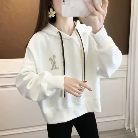 连帽卫衣女圆领短外套女装春款2023年新款上衣小个子爆款时尚洋气图片