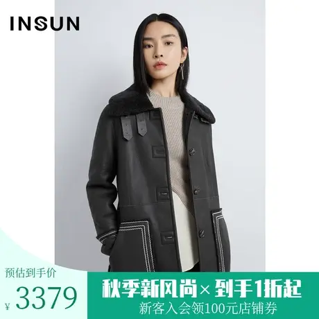 [双11价会员提前享]恩裳经典都市摩登H型明线纽扣设计翻领皮草商品大图