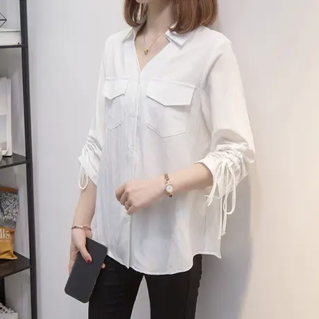 七分袖衬衫女装秋装2023年新款夏早秋上衣设计感小众宽松大码胖mm商品大图