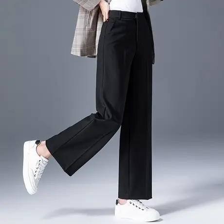 高腰黑色阔腿裤女2023年新款春秋女裤宽松裤子休闲裤直筒裤西装裤商品大图