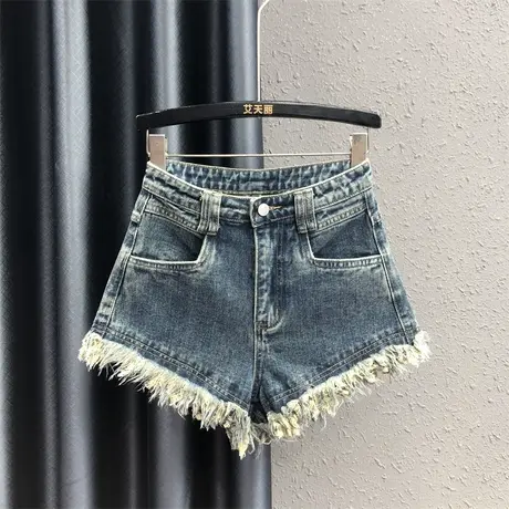 2023秋季新款毛边设计感宽松百搭牛仔短裤女港味休闲显瘦阔腿裤潮图片