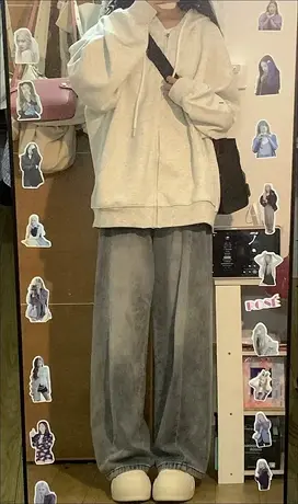 开衫拉链卫衣外套女2023春秋薄款美式复古慵懒风宽松棒球服上衣潮图片