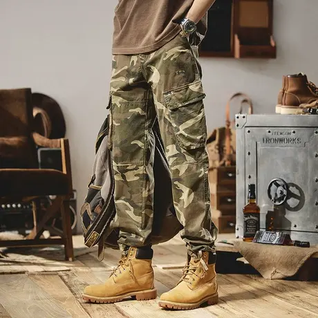 Modi Nick/摩帝尼克潮流百搭迷彩工装裤宽松直筒潮牌多口袋休闲裤商品大图