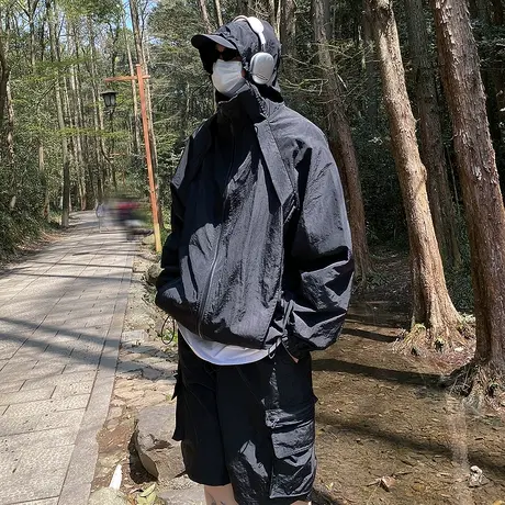 美式黑武士机能防晒冲锋衣外套男户外防水登山工装防晒服夹克外套商品大图