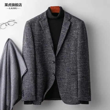 秋季新款男士休闲西装外套韩版潮流青年呢子单件小西服上衣男修身商品大图