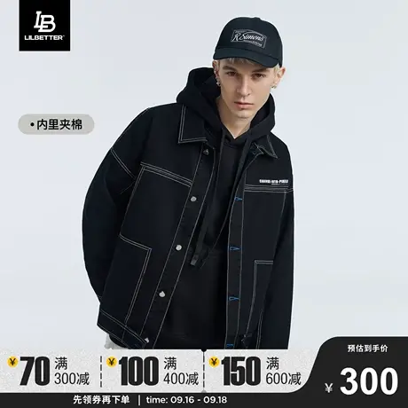 LiLbetter牛仔棉衣男款冬季加绒加厚外套复古教练夹克美式棉袄潮商品大图