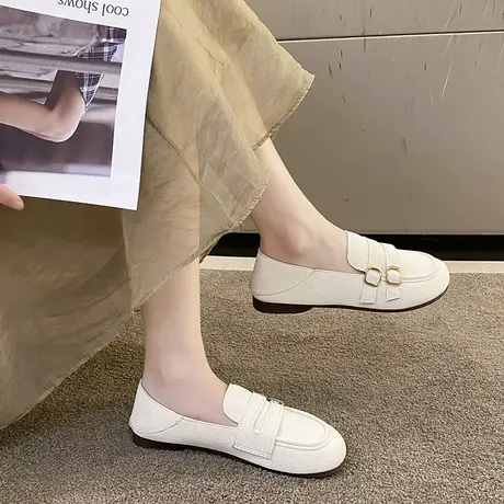 仙女鞋温柔单鞋女夏2023新款春秋平底百搭晚风一脚蹬豆豆鞋奶奶鞋商品大图