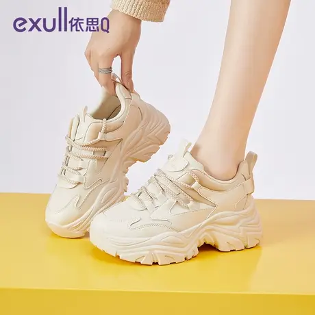 依思Q2024新款秋春季加绒保暖显高厚底老爹鞋女显脚小休闲运动鞋图片