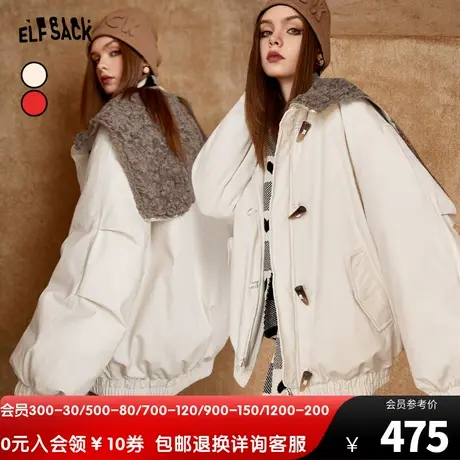 妖精的口袋白色短款羽绒服女2022冬季新款小个子加厚保暖宽松外套图片