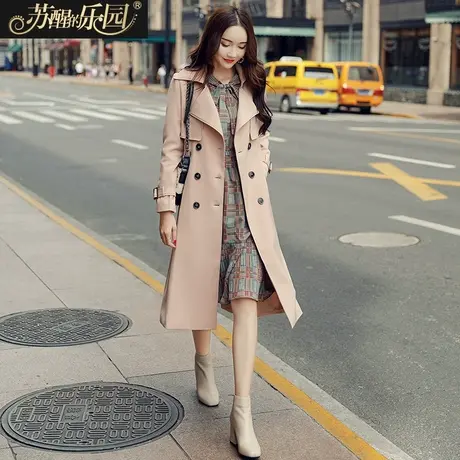 风衣中长款新款女装春秋季潮英伦chic港风韩版过膝长款外套商品大图