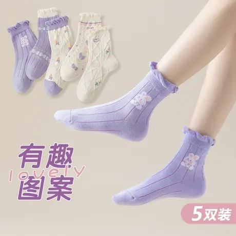 儿童袜子女童春秋款中筒袜女孩公主花边棉袜宝宝秋冬薄款2022新款图片