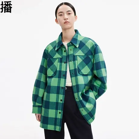 播毛呢外套女2023秋季新款宽松休闲设计感小众活力中长款呢子大衣图片