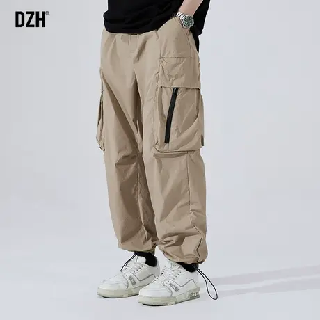 男士卡其色工装裤男夏季薄款宽松速干冲锋伞兵裤子男款运动裤束脚商品大图