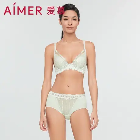 爱慕内裤女性感弹力蕾丝腰边纯棉底裆薄款透气中腰平角裤AM237231图片