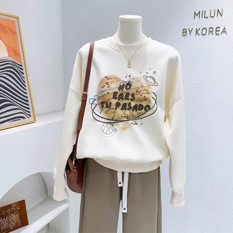 小个子上衣~2023秋装韩代款ins星球原宿风港味慵懒气质长袖卫衣女图片