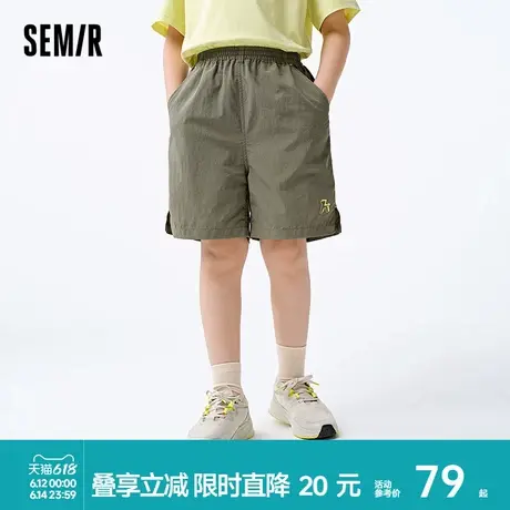 森马儿童中裤2025夏新款五分短裤男童休闲裤轻量便携户外裤子印花商品大图