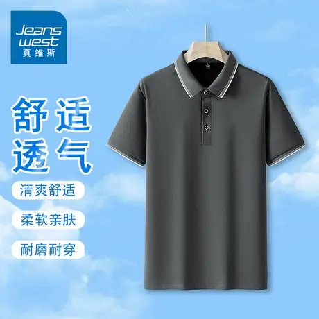 GQ真维斯冰丝短袖POLO衫T恤男士夏季舒适透气翻领衬衫领半袖上衣图片