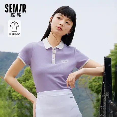 森马短袖Polo衫女甜美风夏季凉感抗菌少女紫色潮流短款T恤半袖潮图片