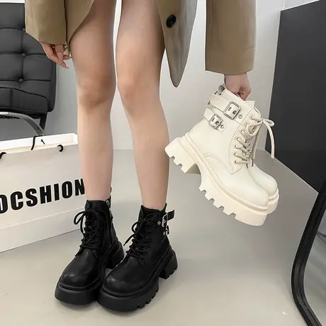 法式厚底马丁靴女2025新款秋季英伦风百搭洋气短筒靴高级气质靴子商品大图