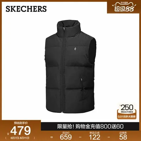 斯凯奇2025年新款男子梭织羽绒背心舒适保暖防泼水立领运动马甲商品大图