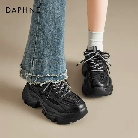 达芙妮黑色老爹鞋女2025秋季新款巨好看厚底增高鞋休闲运动鞋子爆商品大图