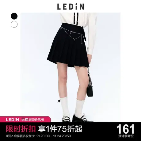 乐町蝴蝶结百褶裙春夏新款女装半身裙C1GEC2104图片