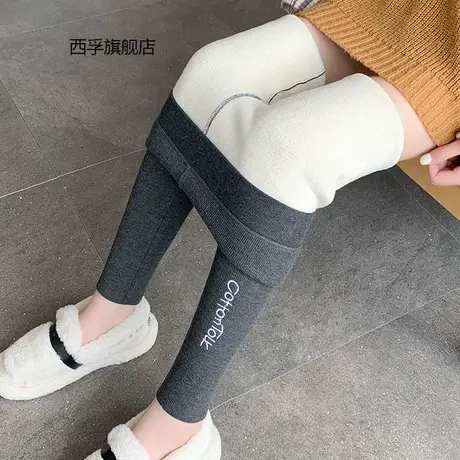 加绒打底裤外穿秋冬季新款大码高腰加厚紧身羊羔绒厚棉裤U10图片