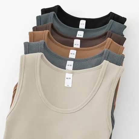 300g重磅德绒保暖背心男跨栏运动坎肩双面绒健身打底马甲无袖t恤图片