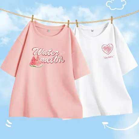 ZR真维斯粉色短袖t恤女夏季2023新款 美式洋气纯棉宽松半袖上衣潮图片