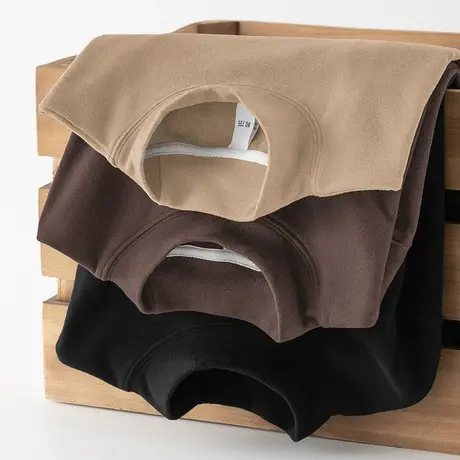 300g重磅双面绒长袖t恤男半高领打底衫德绒保暖体恤中领内搭秋衣图片