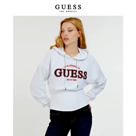 GUESS 女士潮流字母oversize印花舒适百搭卫衣-W2GQ14K8800图片