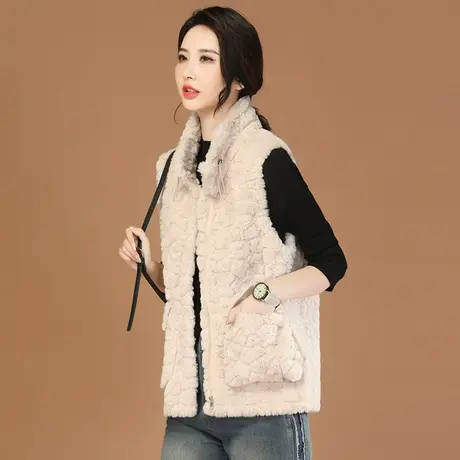 韩潮袭人高级感时尚羊羔毛马夹2023冬季新款宽松加厚保暖坎肩外搭图片